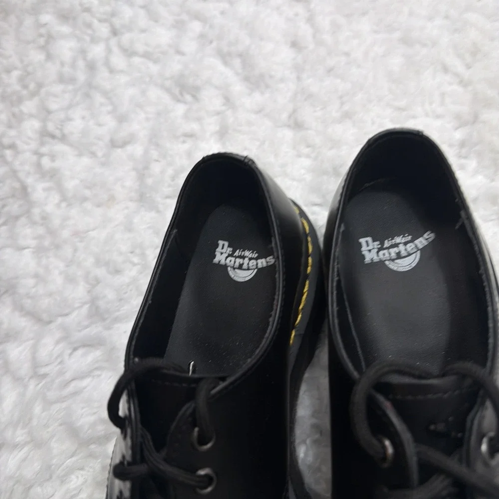 Women's Dr. Martens‎ 1461 Quad Black Leather Platform Shoes, Size 8 Chunky Tread